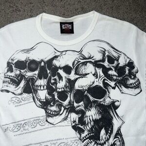 Vintage MMA Elite Shirt Mens Medium Gothic Cross Skull Long Sleeve Thermal